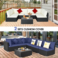 Tangkula 7 Piece Patio Furniture Set, Outdoor Sectional Sofa with 2 Pillows and Cushions