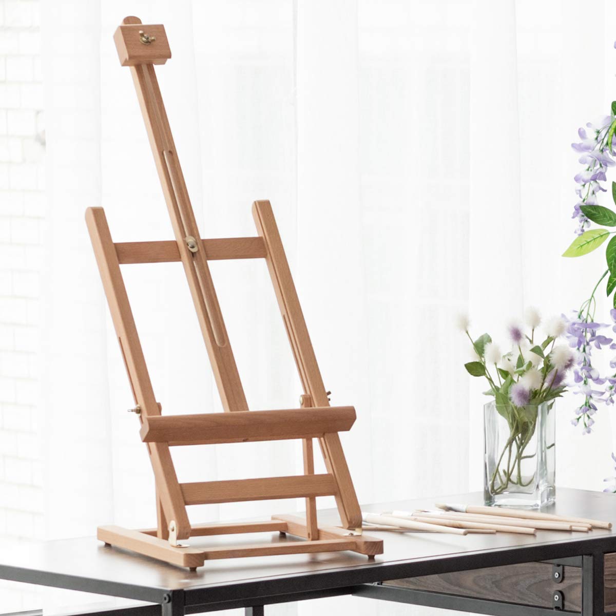 TANGKULA Tabletop H-Frame Wood Easel, Holding Canvas up to 22"