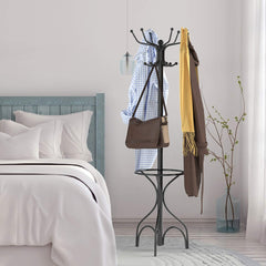 Coat Rack Metal Frame Study Portable Free Standing Entryway Hat Coat Jacket Umbrella Holder