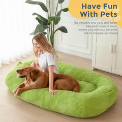 MAXYOYO Human Dog Bed, Corduroy Giant Bean Bag Dog Bed for Humans and Pets, Green