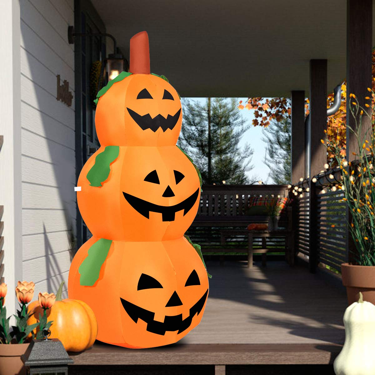 Tangkula 5.2 Ft Halloween Inflatable 3-Pumpkin Stack