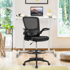 Tangkula Home Office Computer Desk & Chair Set, Height Adjustable Ergonomic Chair & Standing Desk with Wheels