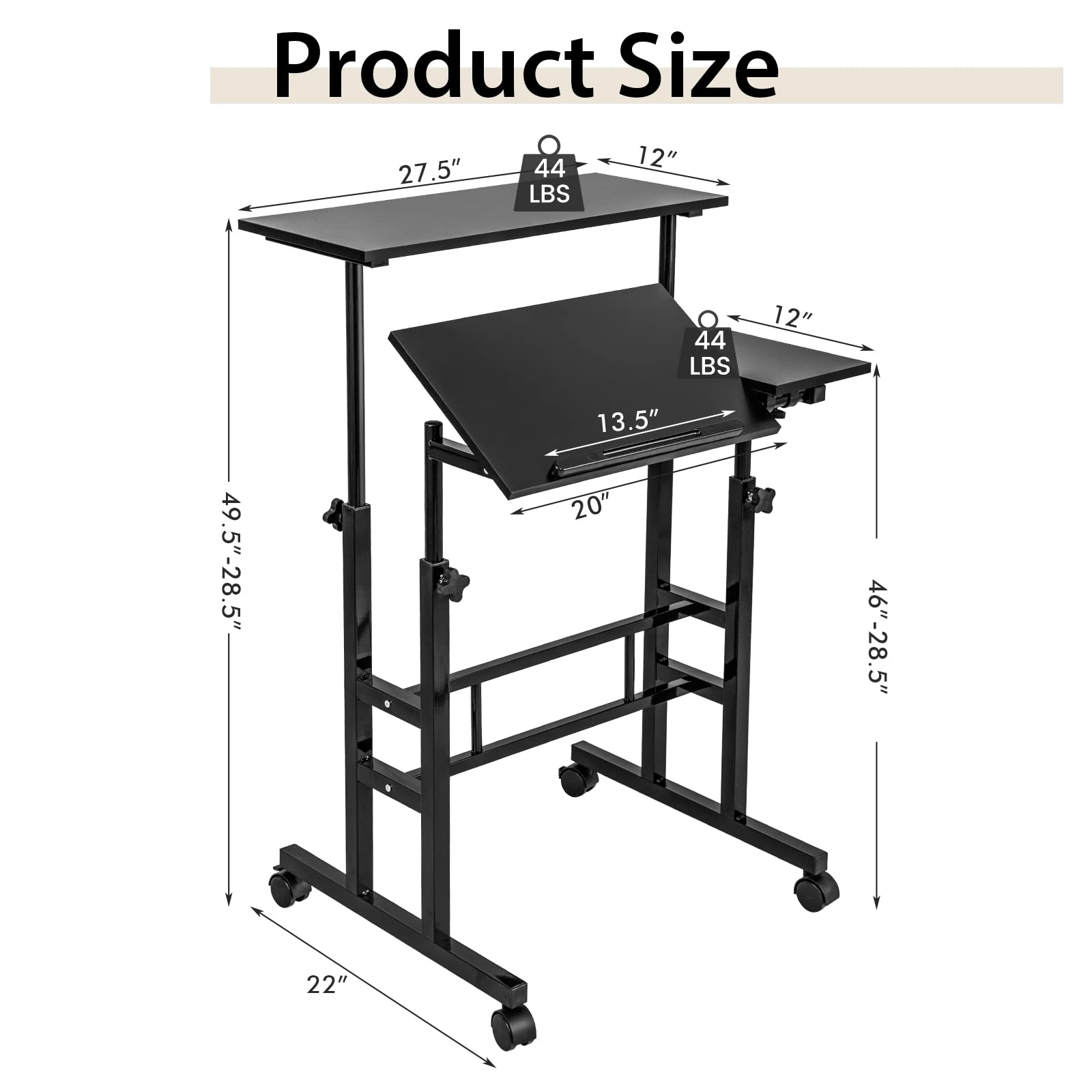 Tangkula Mobile Standing Desk Stand Up Desk