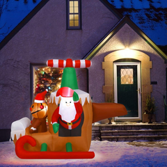 Tangkula Christmas Inflatable Santa Claus with Airplane