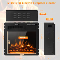 Tangkula 18 Inch Electric Fireplace, 5100 BTU Freestanding Electric Fireplace Heater with Remote Control