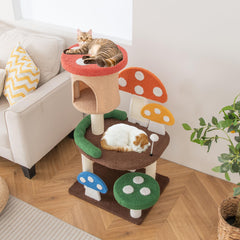 Tangkula 40.5 Inch Mushroom Cat Tree, Cute Cat Tower