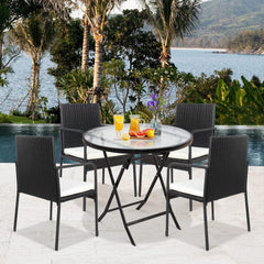 4 Pieces Patio Rattan Dining Chair Set