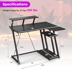 Tangkula L Shaped Gaming Desk with Power Outlets, Small Gaming Computer Desk 39inch with Storage Shelf