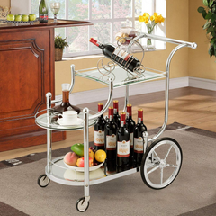 Tangkula Rolling Bar Cart, Metal Serving Cart with Tempered Glass, 3-Tier Glass Bar and Serving Cart