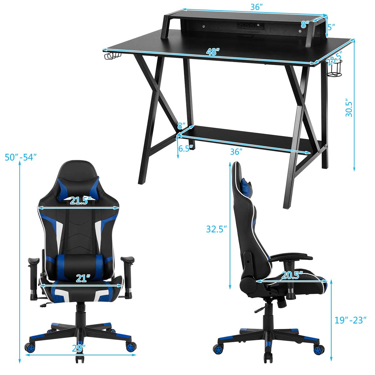 Tangkula Gaming Desk and Chair Set