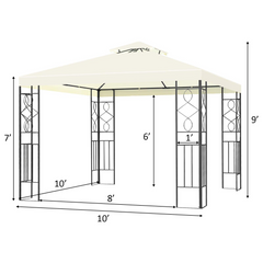 Tangkula 10 x 10FT 2-Tier Patio Gazebo, Powder Coated Steel Structure, Sun Shading Gazebo Canopy Shelter