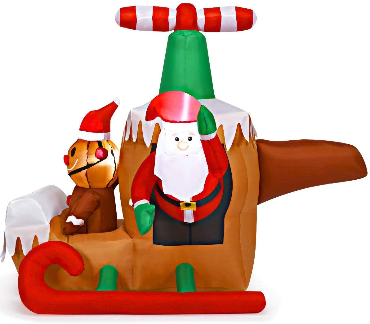 Tangkula Christmas Inflatable Santa Claus with Airplane