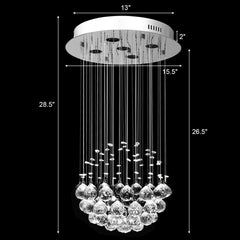 Tangkula Modern K9 Crystal Raindrop Chandelier, Flush Mount LED Ceiling Light Fixture for Living Room, 31.5 x 15.5 inches