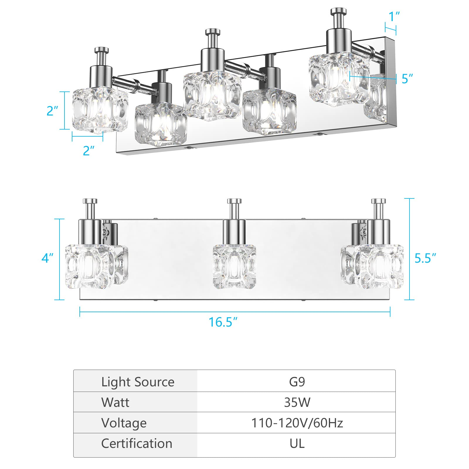 Tangkula Modern Bathroom Vanity Light