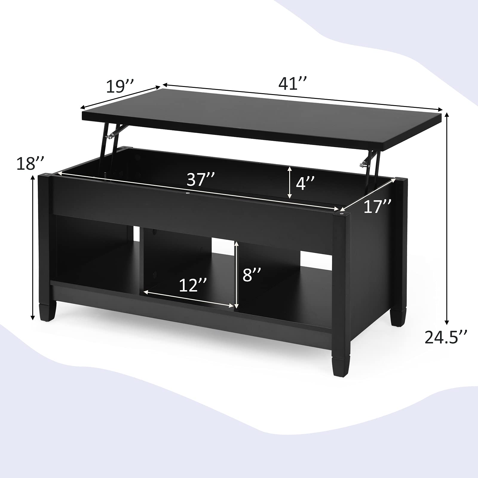 TANGKULA Modern Coffee Table w/Hidden Compartment and Open Storage Shelf for Living Room Office Reception Room