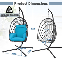 Tangkula Patio Egg Chair with Stand, Hanging Egg Swing Chair with Removable Pillow & Cushion