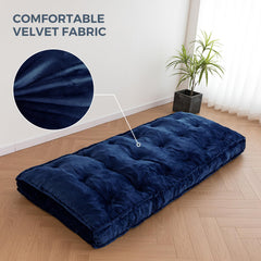 MAXYOYO 75" x 30" Daybed Futon Mattress, Velvet Cot Size Window Seat Cushion,Navy