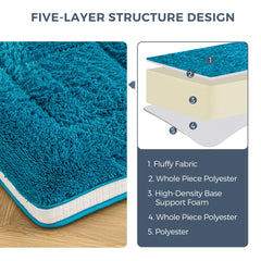 MAXYOYO 6" Extra Thick Fluffy Floor Futon Mattress, Long Plush Square Quilted Floor Mattress for Adults, Blue