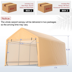 Tangkula 9x17 Ft Heavy Duty Carport, Portable Garage