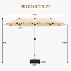 Tangkula 13FT Double-sided Patio Umbrella, Extra Large Twin Table Umbrella with Crank Handle