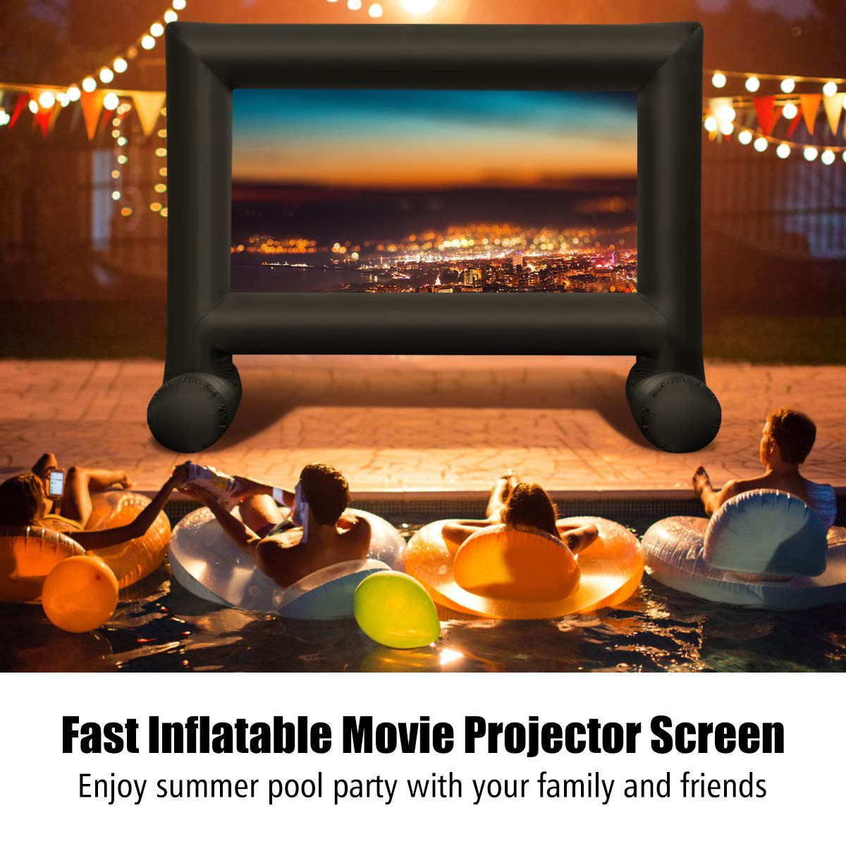 Tangkula 14-20FT Inflatable Indoor and Outdoor Movie Projector Screen