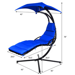 Hanging Chaise Lounge, Arc Stand Floating Hammock Swing Chair w/ Canopy and Built-in Pillow