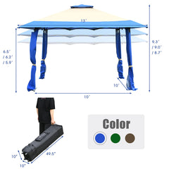 Tangkula 13 x13Ft Pop-Up Gazebo, Outdoor Canopy Shelter Tent w/ 2-Tier Roof