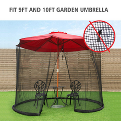 TANGKULA 9/10FT Patio Umbrella Screen, with Zipper Door and Polyester Mesh Netting