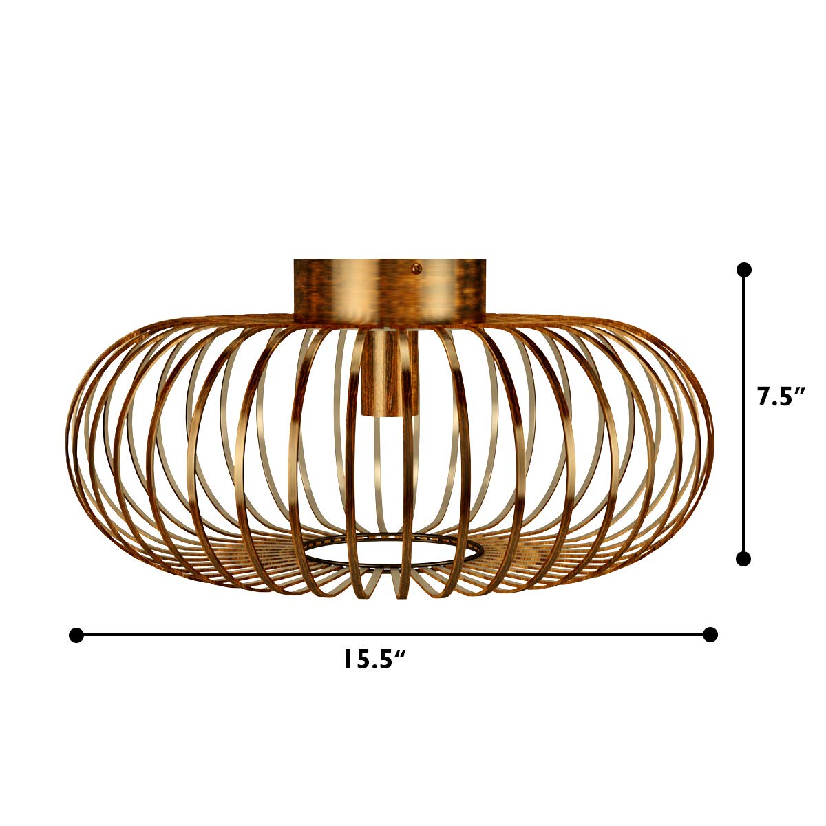 Tangkula Metal Flush Mount Ceiling Light, Antique Brass Metal Ceiling Pendant Light with Strong Arc Iron Lamp-shade