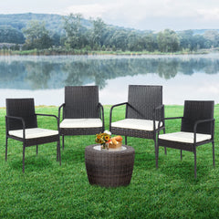 4 Pieces Patio Rattan Dining Chair Set