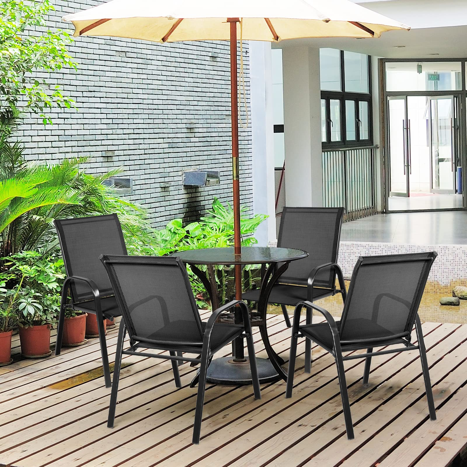 Tangkula Patio Dining Chairs, Outdoor Bistro Chairs