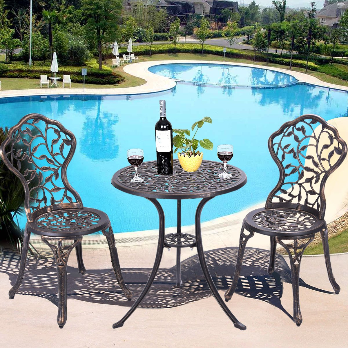 3 Pieces Outdoor Bistro Set, Patio Furniture Set