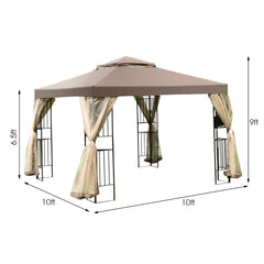 Tangkula 10x10 Feet Patio Gazebo, Outdoor Gazebo Canopy Shelter w/ Netting