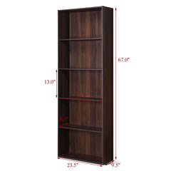 Tangkula 5-Shelf Bookcase, 23.5''L x 9.5''W x 67''H