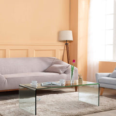 Tangkula Tempered Glass Coffee, Clear Coffee Table