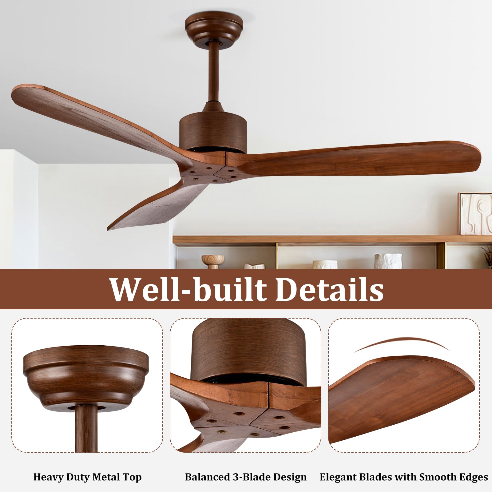 Tangkula 52" Ceiling Fan, Outdoor Indoor Ceiling Fan with Remote Control