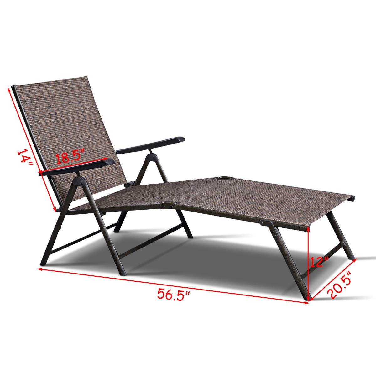 Tangkula Patio Lounge Chair Chaise, Adjustable Backrest