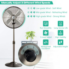 Tangkula 16-Inch Metal Pedestal Fan, Industrial Metal Standing Fan w/ Powerful Motor