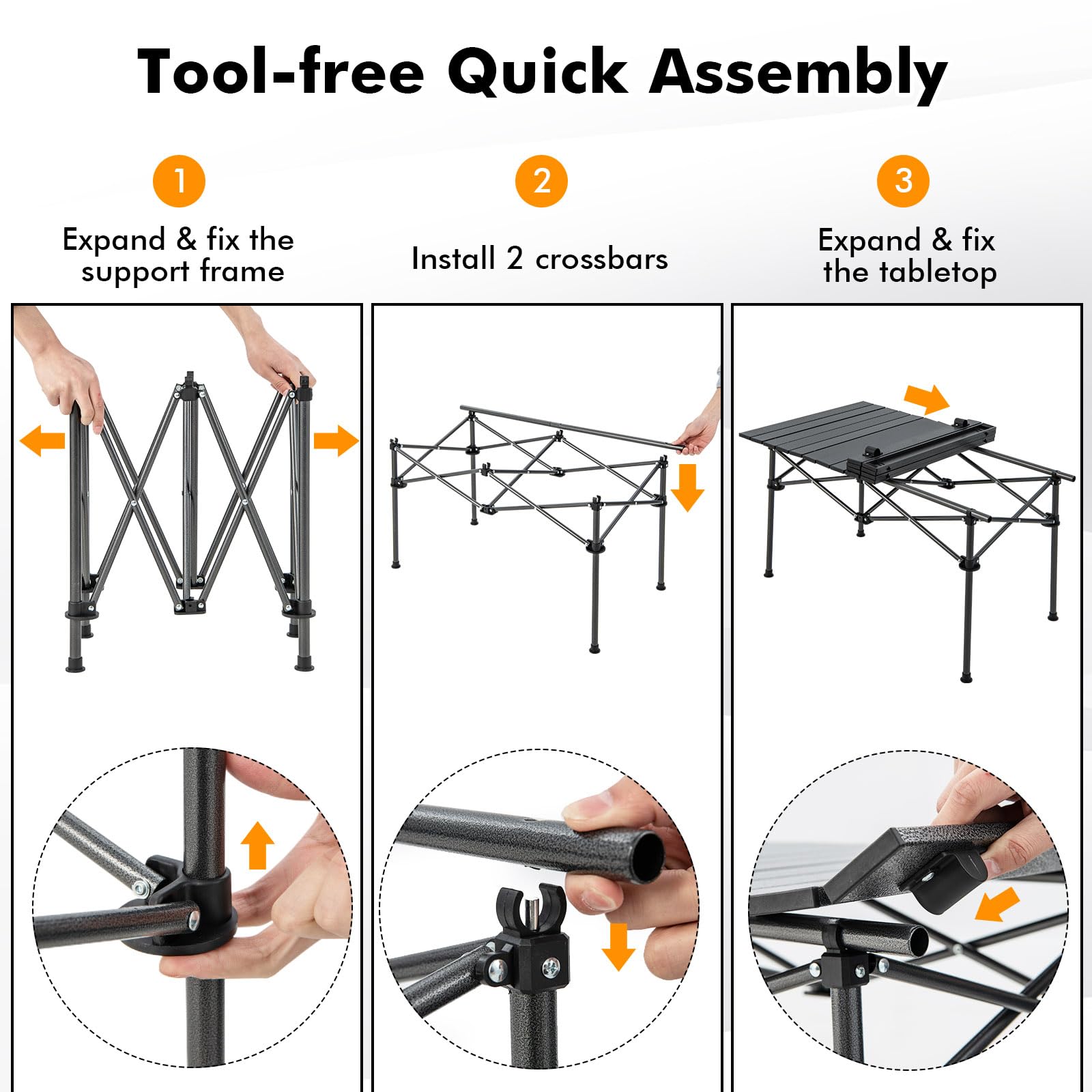 Tangkula Aluminum Folding Camping Table, Lightweight Roll-up Camp Table for 4-6 People with Large Tabletop & Carry Bag