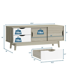 Tangkula Modern TV Stand for Flat TVs Up to 60 Inches, Wood TV Console Table w/ 2 Drawers & 2 Sliding Doors