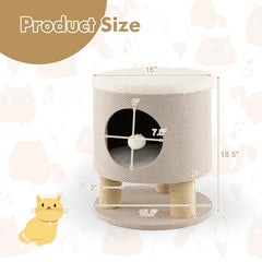 Tangkula Cat Condo Stool for Indoor Cats, Pet House Ottoman & Kitty Bed with Scratching Posts & Plush Ball Toy