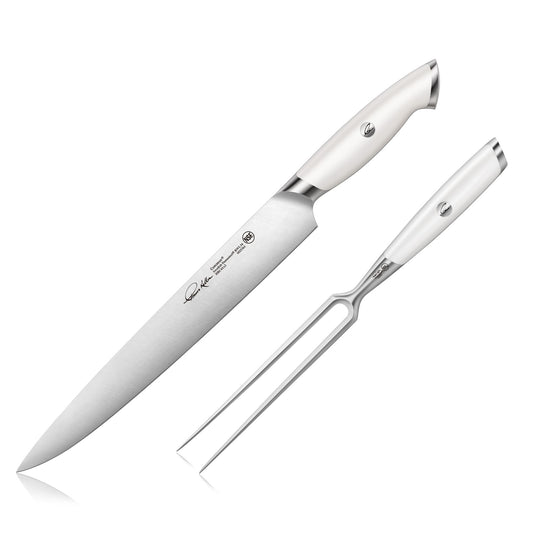 TKSC 2-Piece Carving Set w/ Walnut Box, Forged Swedish Powder Steel, Thomas Keller Signature Collection, White, 1025569