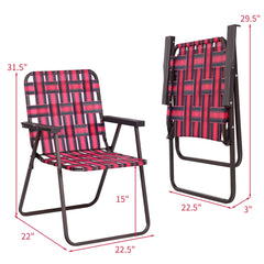 Tangkula Set of 6 Patio Folding Chairs, Outdoor Folding Lawn Chair Set with Armrest, Heavy Duty Steel Frame