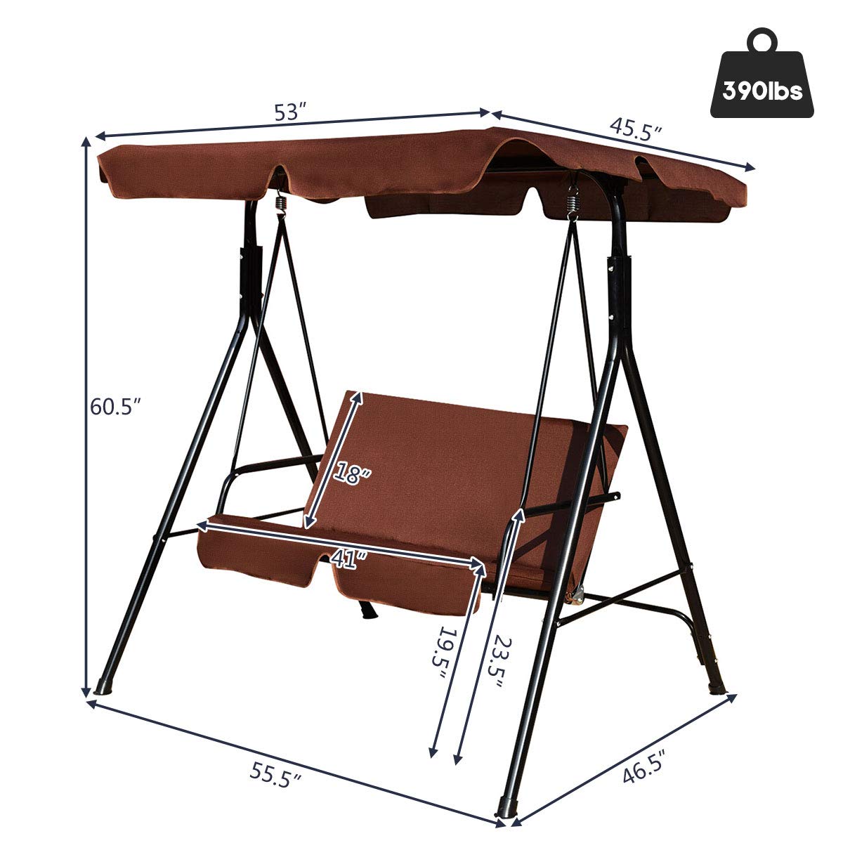 Tangkula 2 Person Canopy Swing