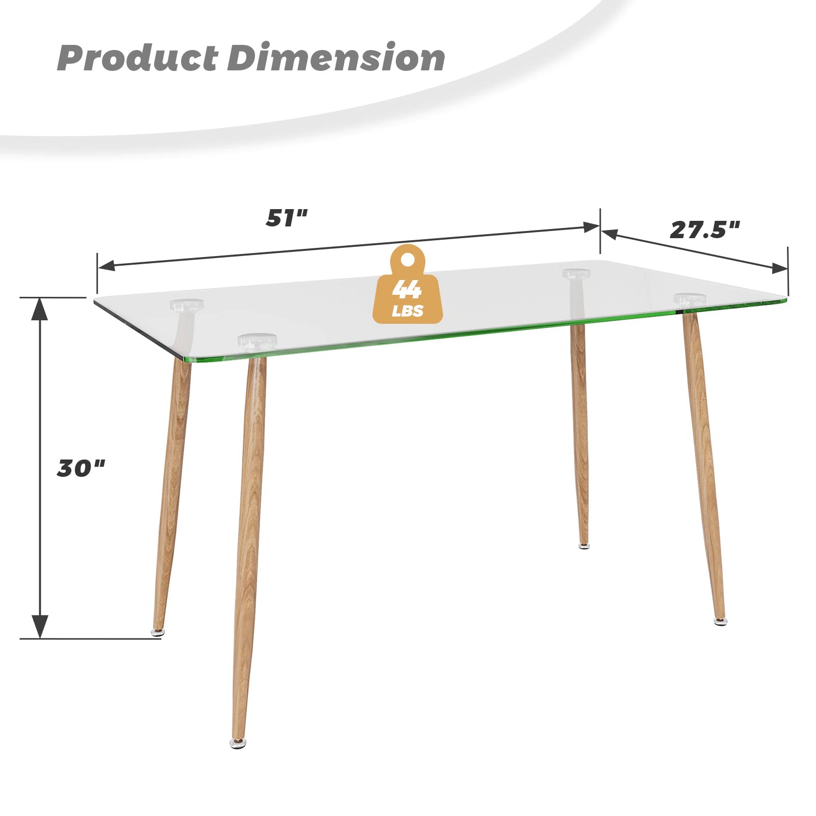 Tangkula Glass Dining Table, Modern Rectangular Table