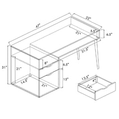 Tangkula Computer Desk with Drawers, Multipurpose Home Office Desk Writing Desk