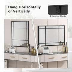 Tangkula 28" x 40" Rectangle Window Mirror, 3-Layered Modern Mirror with Metal Frame