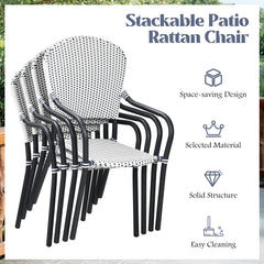 Set of 4 Stackable Outdoor Patio Wicker Chairs