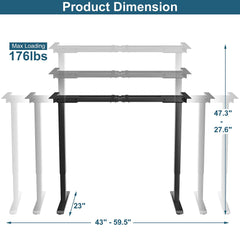 Tangkula Dual-Motor Electric Standing Desk Frame, Width & Height Adjustable Stand up Desk Base