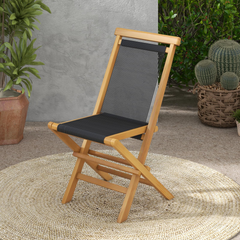 Tangkula 2 Piece Patio Folding Chairs, Solid Teak Wood Dining Chairs with Woven Rope Seat & Back